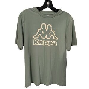 Kappa Men’s Logo Bant Tee Shirt Green W/ Ivory Logo Sz Medium